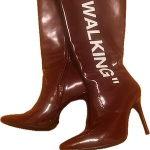 Off-White Burgundy Heeled Boots